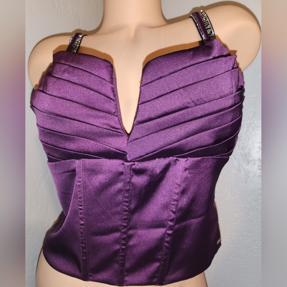 XL GUESS Satin Corset Top Purple